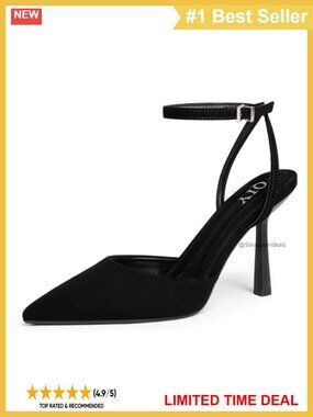 Women's Closed Toe Stiletto Heel Pumps with Ankle Strap